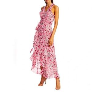 Poupette St Barth Tamara Wrap Dress in Fuscia Bloom